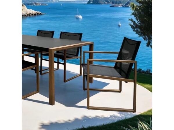 Oswego 8 Pc. Outdoor Dining Set Outdoor Sets Black/Natural