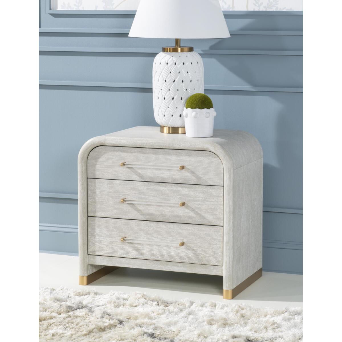 Oyster Three Drawer Nightstand Nightstands Cream 5