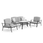 Adele 5 Pc. Conversation Set w/ Adjustable Chairs Outdoor Sets Black/Gray 10