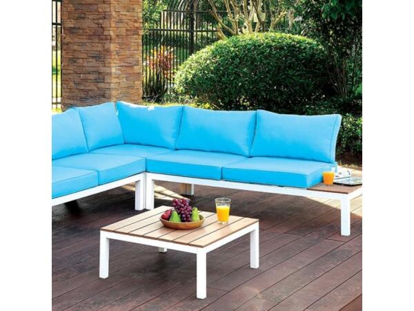 Winona Patio Sectional w/ Ottoman Outdoor Sectionals Blue