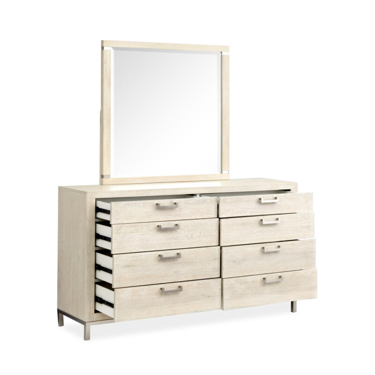 Double Drawer Dresser with Landscape Mirror Dressers Cream 4