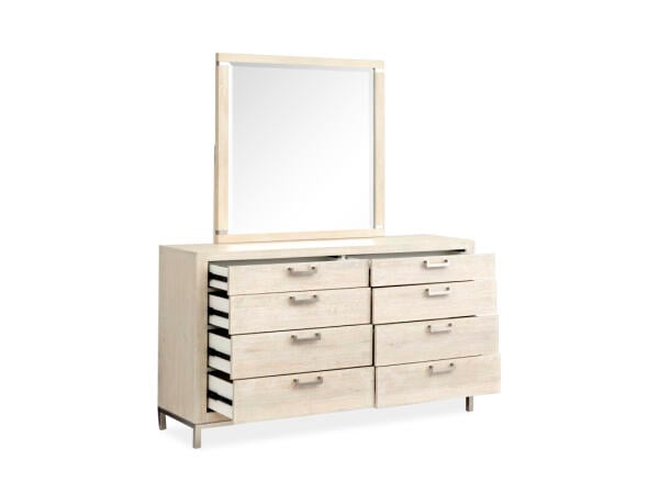 Double Drawer Dresser with Landscape Mirror Dressers Cream