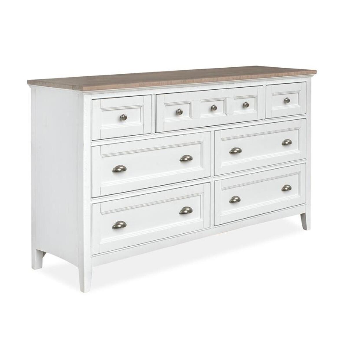 Heron Cove Two Tone Drawer Dresser Dressers Chalk White, Dovetail Grey 5