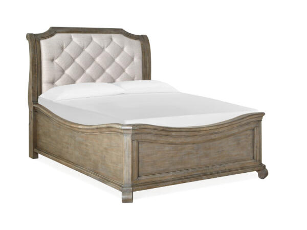 Complete Queen Sleigh Bed w/Shaped Footboard Beds Beds