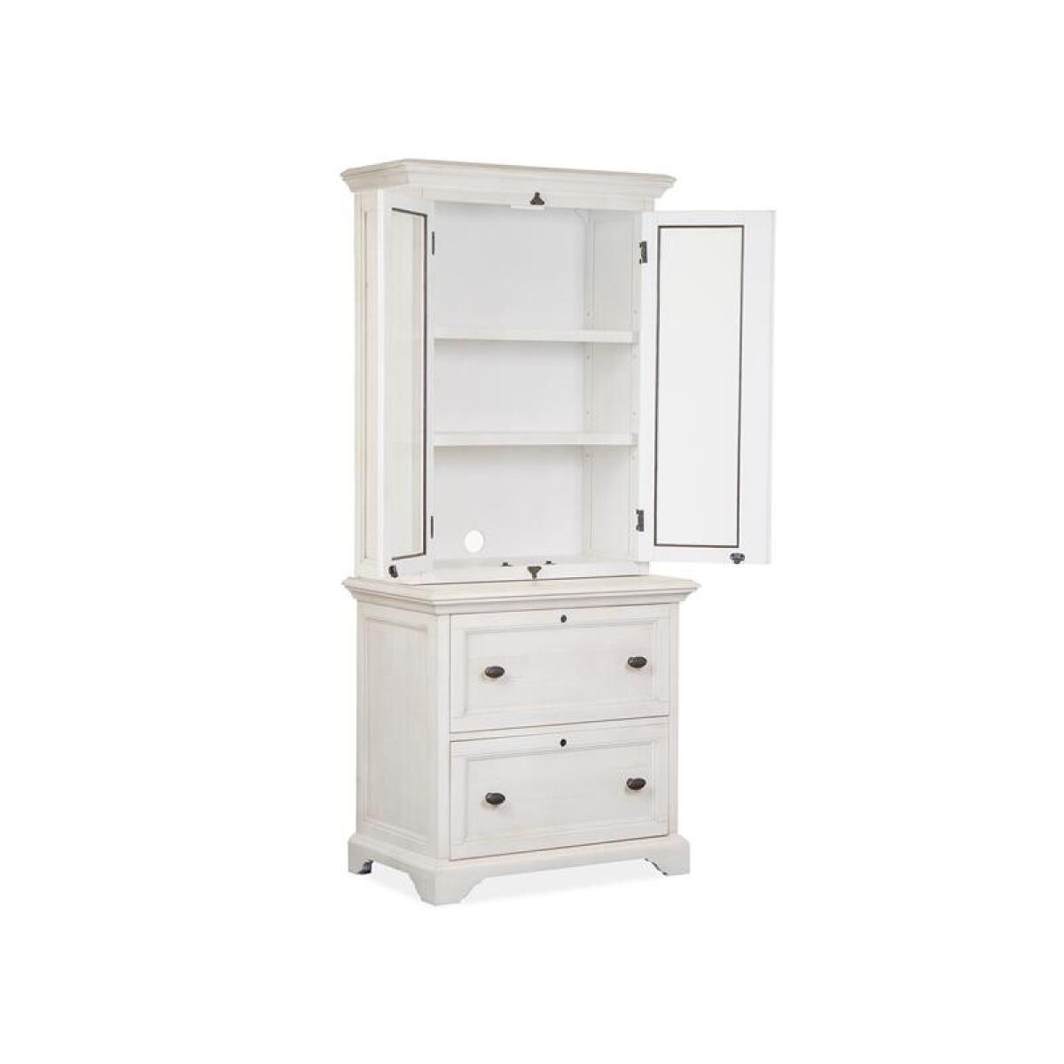 Bronwyn Lateral File with Hutch Office Storage Alabaster, Toasted Nutmeg 10