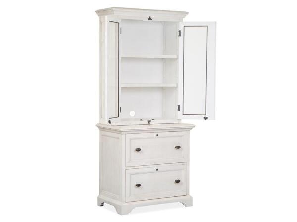Bronwyn Lateral File with Hutch Office Storage Alabaster, Toasted Nutmeg 19