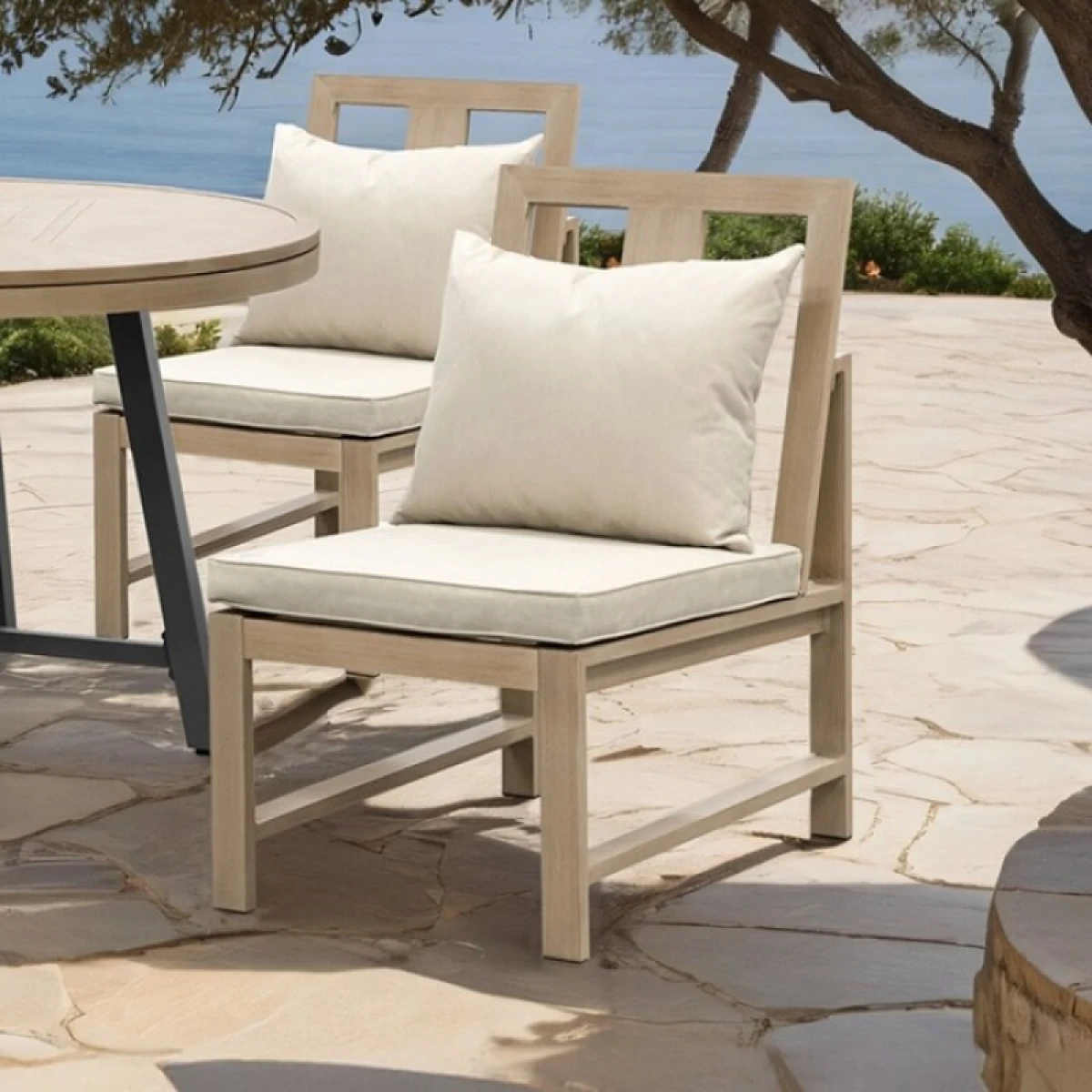 Bordeaux Armless Chair (2/CTN) Outdoor Chairs Cream 4