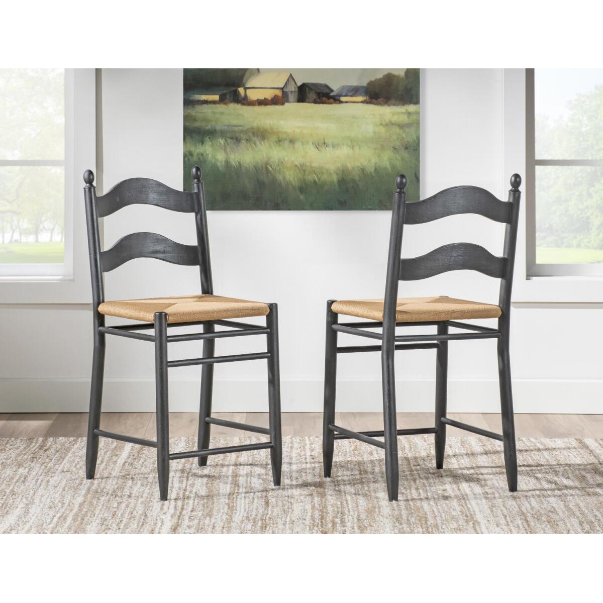 Rush Seat Ladder Back Counter Height Chair - Image 4