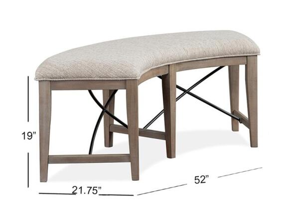 Paxton Place Curved Bench w/Upholstered Seat Chairs & Benches Brown 13