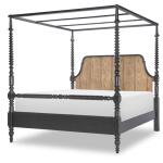 Complete Bobbin Post Canopy Bed 5/0 Queen Beds Barnwood Oak And Kettle Black 12