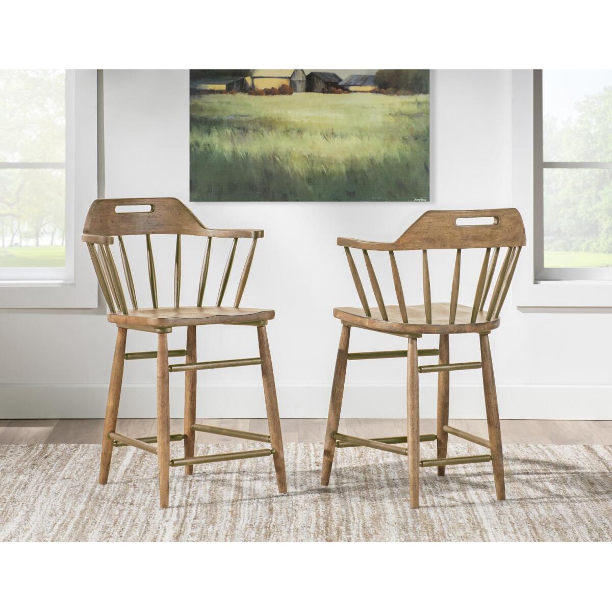 Counter Height Spindle Back Arm Chair With Handle Cut Out - Image 4