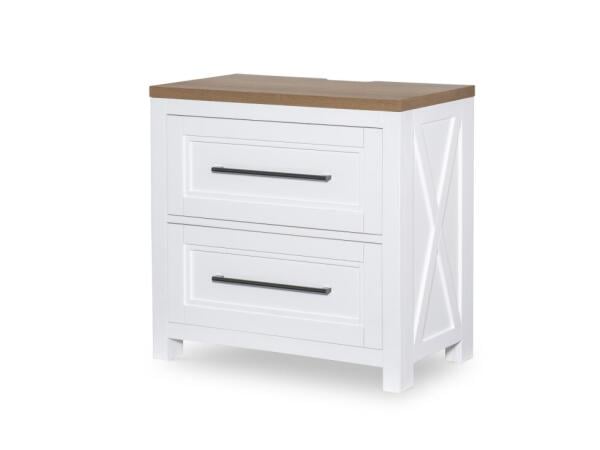 Night Stand Nightstands Harvest Oak Tops, Natural White Base, Aged Black Accents