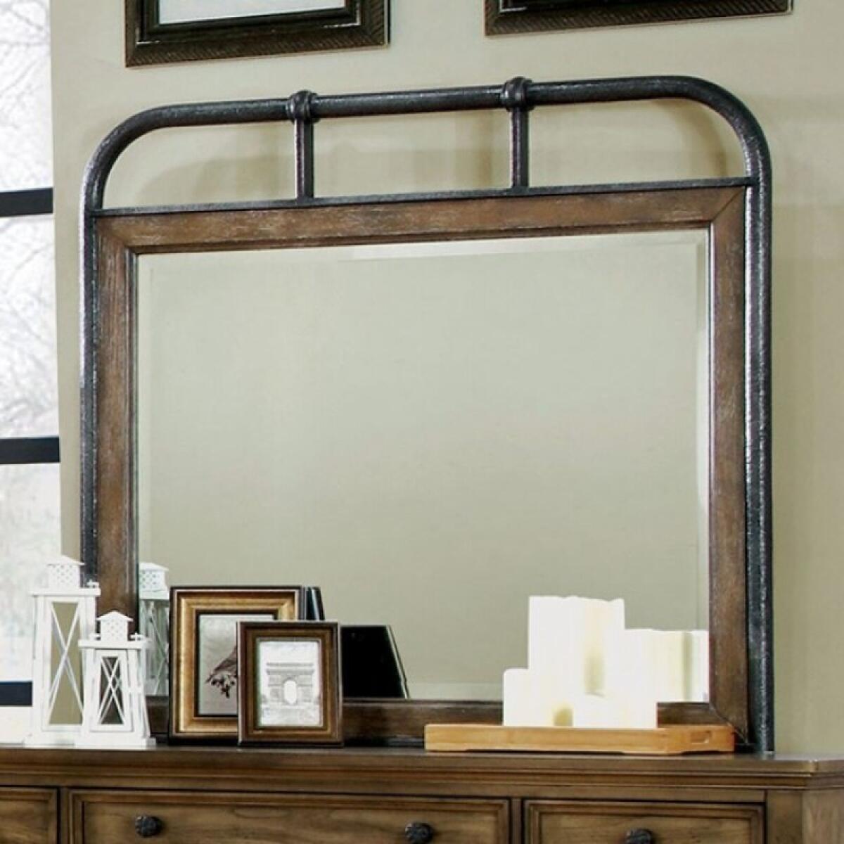 Mcville Mirror w/ Metal Frame Dressers Brown 4