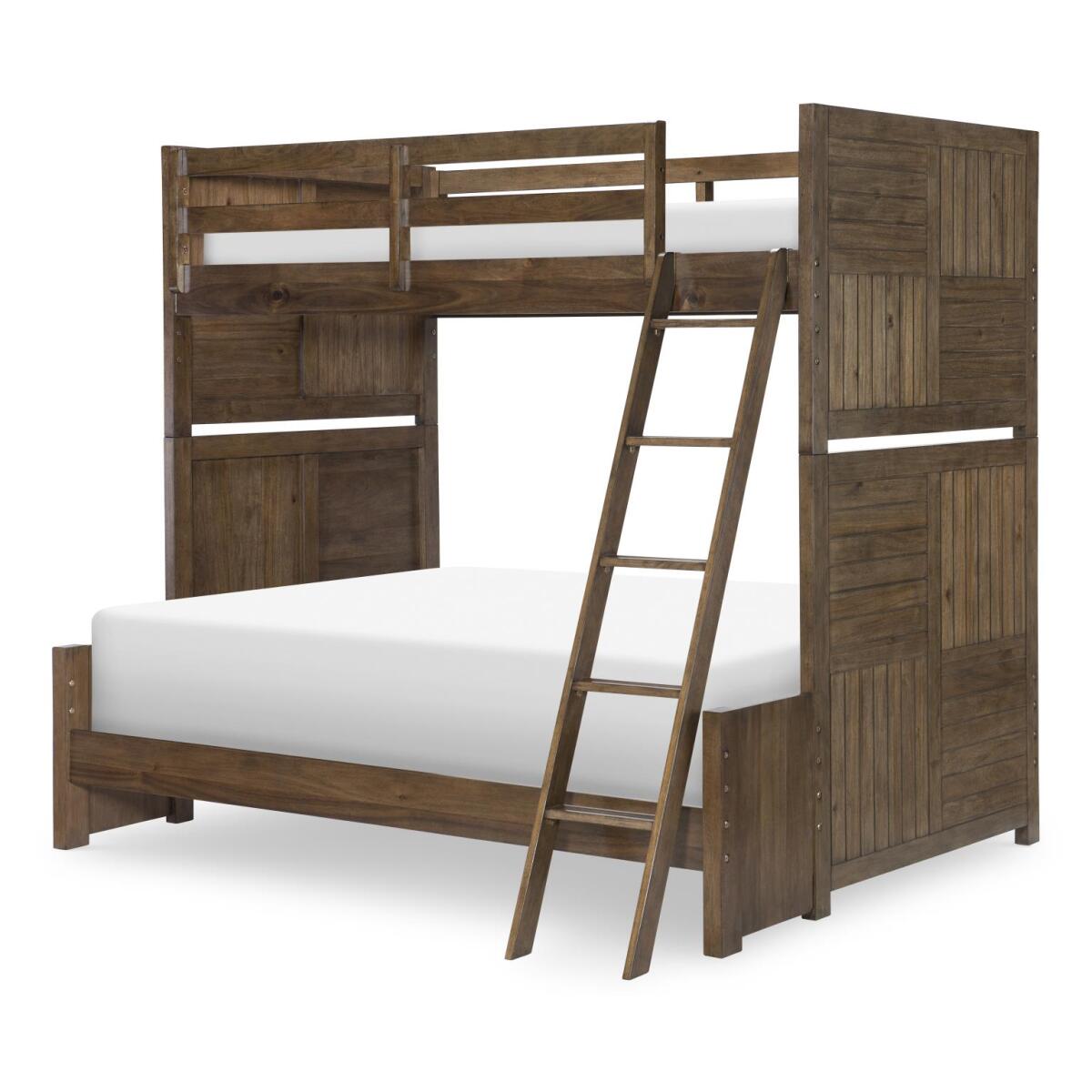 Complete Twin Over Full Bunk Set Brown Finish Youth Beds Brown 4