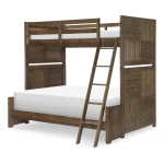 0832 Summer Camp LK Complete Twin Over Full Bunk Set Brown Finish