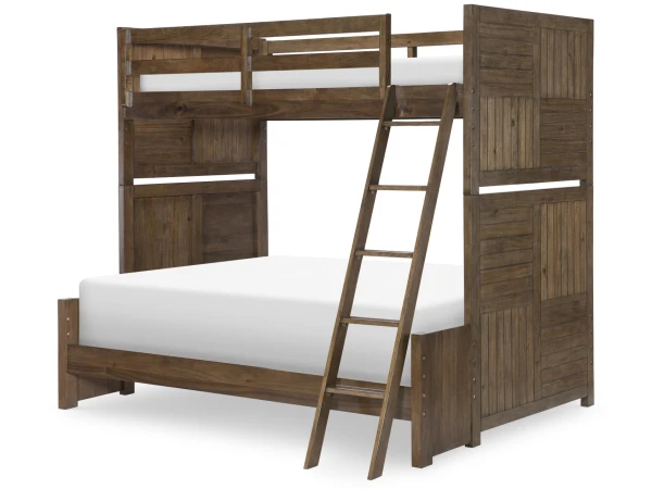 Complete Twin Over Full Bunk Set Brown Finish Youth Beds Brown