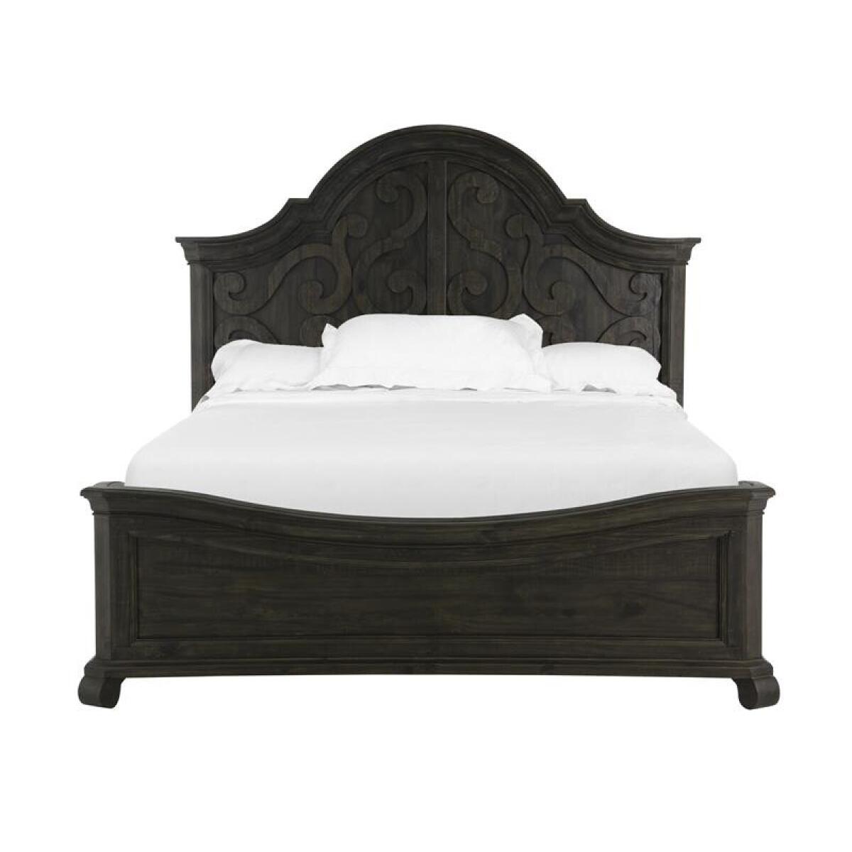 Bellamy Wood King Panel Bed Shaped Headboard KD Bed Parts Bed Parts 4