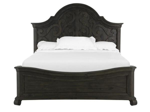Bellamy Wood King Panel Bed Shaped Headboard KD Bed Parts Bed Parts