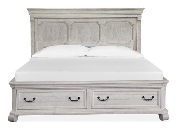 Bronwyn Complete King Panel Storage Bed Beds Alabaster, Toasted Nutmeg, Baja Natural Fabric 7