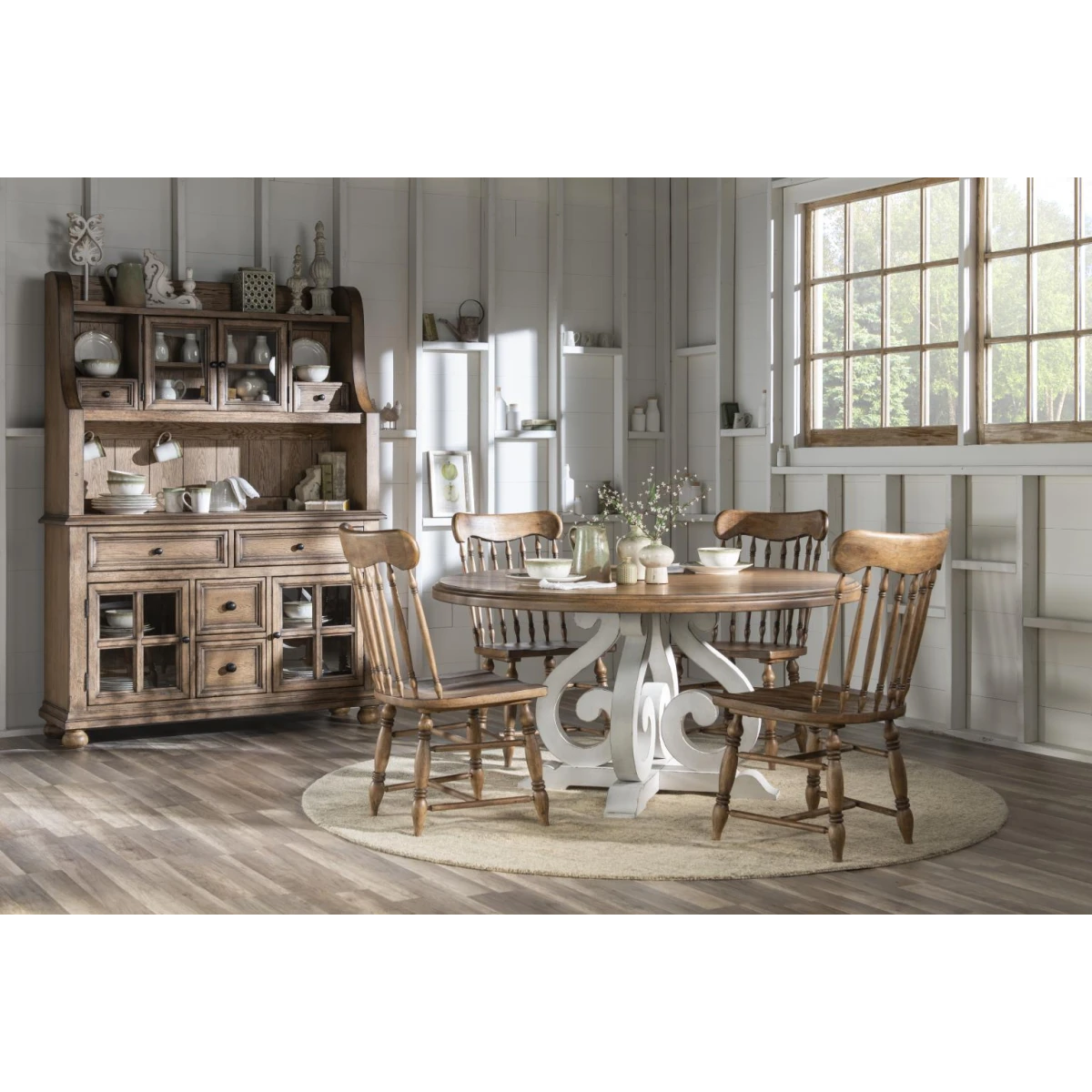 Turned Spindle Side Chair Chairs & Benches Barnwood Oak 7