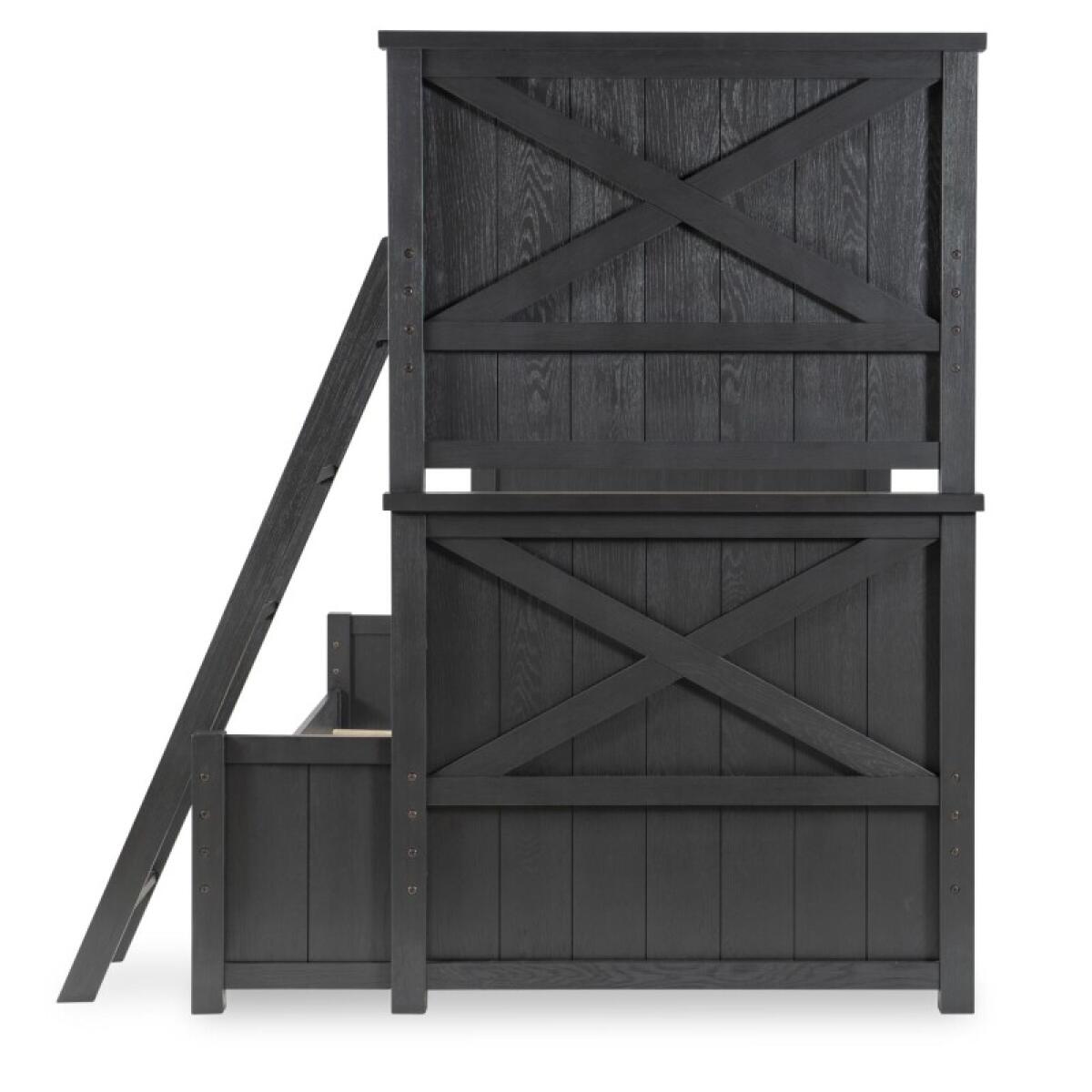 Complete Twin Over Full Bunk Bed Black Finish Youth Beds Black 10