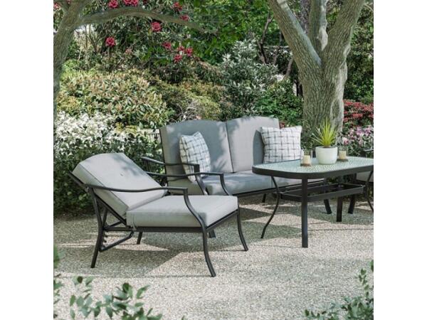 Adele 5 Pc. Conversation Set w/ Adjustable Chairs Outdoor Sets Black/Gray
