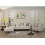 Amara Wood Frame Upholstered Ivory LAF Chaise KD