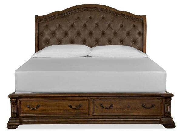 Durango Complete King Sleigh Storage Bed w/Upholstered HB Beds Beds