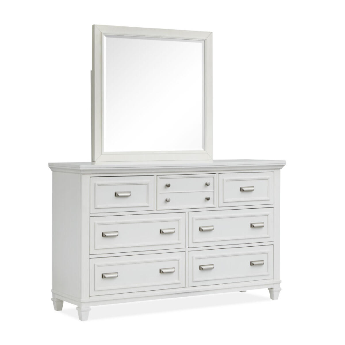 Drawer Dresser_White with Landscape Mirror_White Dressers Dressers 5