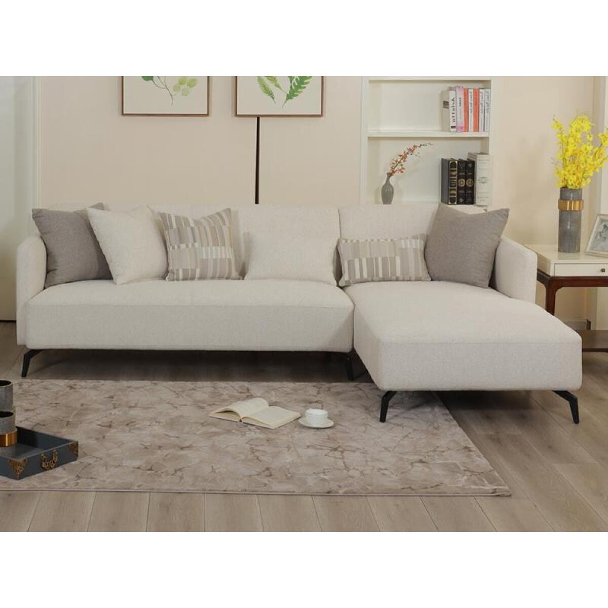 Amara Wood Frame Upholstered Ivory RAF Chaise KD - Image 2