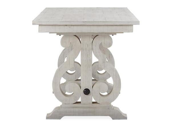 Bronwyn Rectangular Counter Height Table Dining Tables Alabaster, Toasted Nutmeg, Antique Brass w/Pewter Overlay, Baja Natural Fabric 22