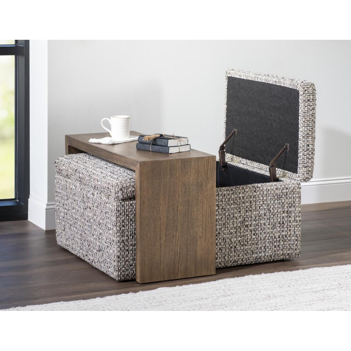 Squarestorgae Ottoman W Wood Top Ottomans & Poufs Brown 5