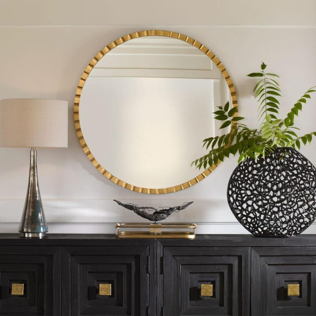 Dandridge Round Mirror, Gold - Image 4