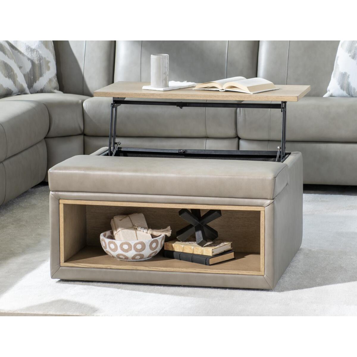 Ottoman With Pop Up Tray Ottomans & Poufs Gray 6