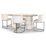 Complete Double Pedestal Counter Height Table Dining Sets Cream 14
