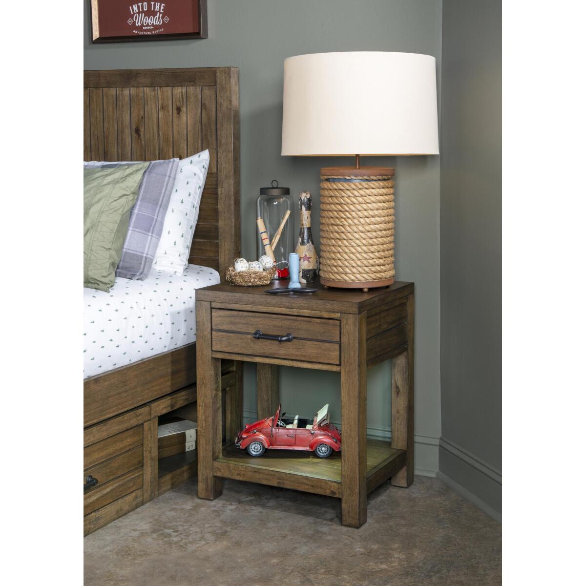 Open Night Stand Brown Finish Youth Nightstands Brown 5