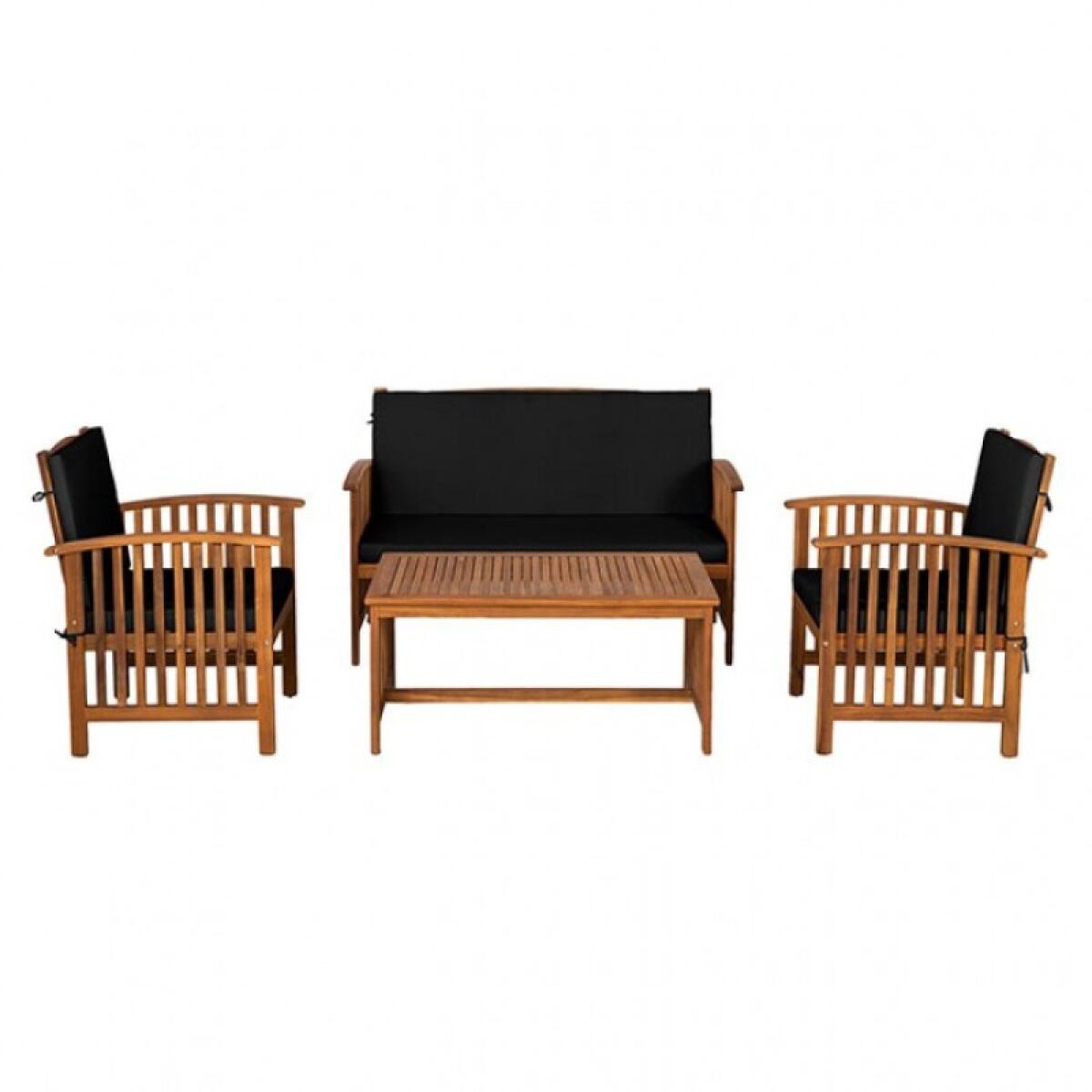 Kyushu 4 Pc. Patio Set Outdoor Sets Black/Natural 4