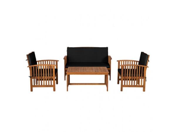 Kyushu 4 Pc. Patio Set Outdoor Sets Black/Natural