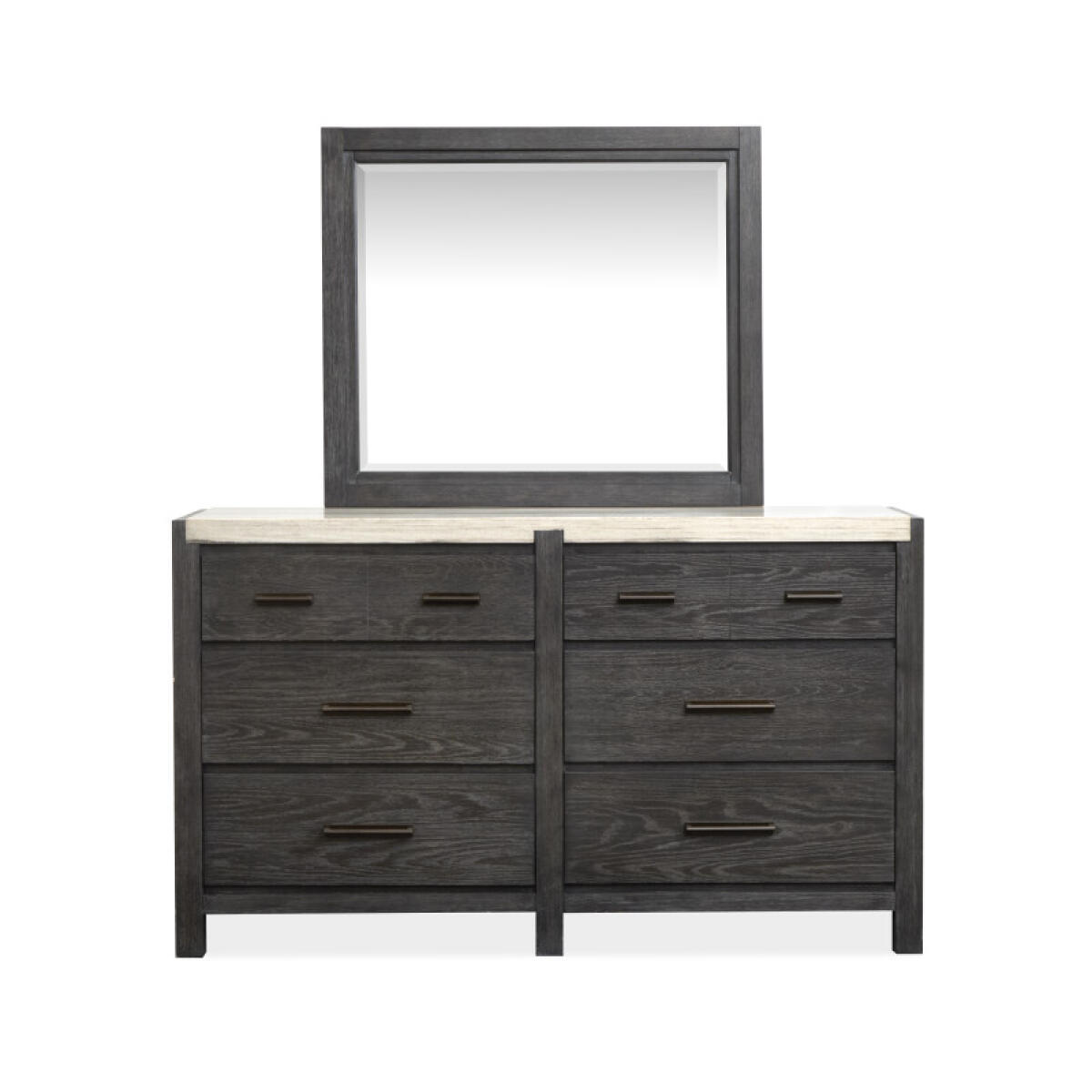 Drawer Dresser with Landscape Mirror Dressers Black 6