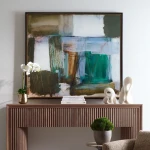 Green Fields Framed Canvas