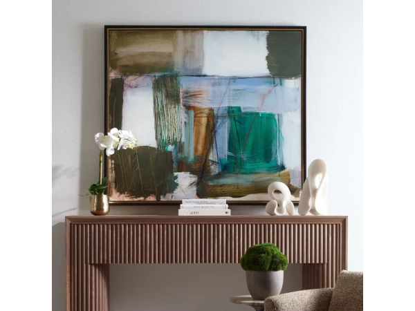 Green Fields Framed Canvas Art Art