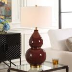 Gourd Table Lamp, Burgundy - Image 3