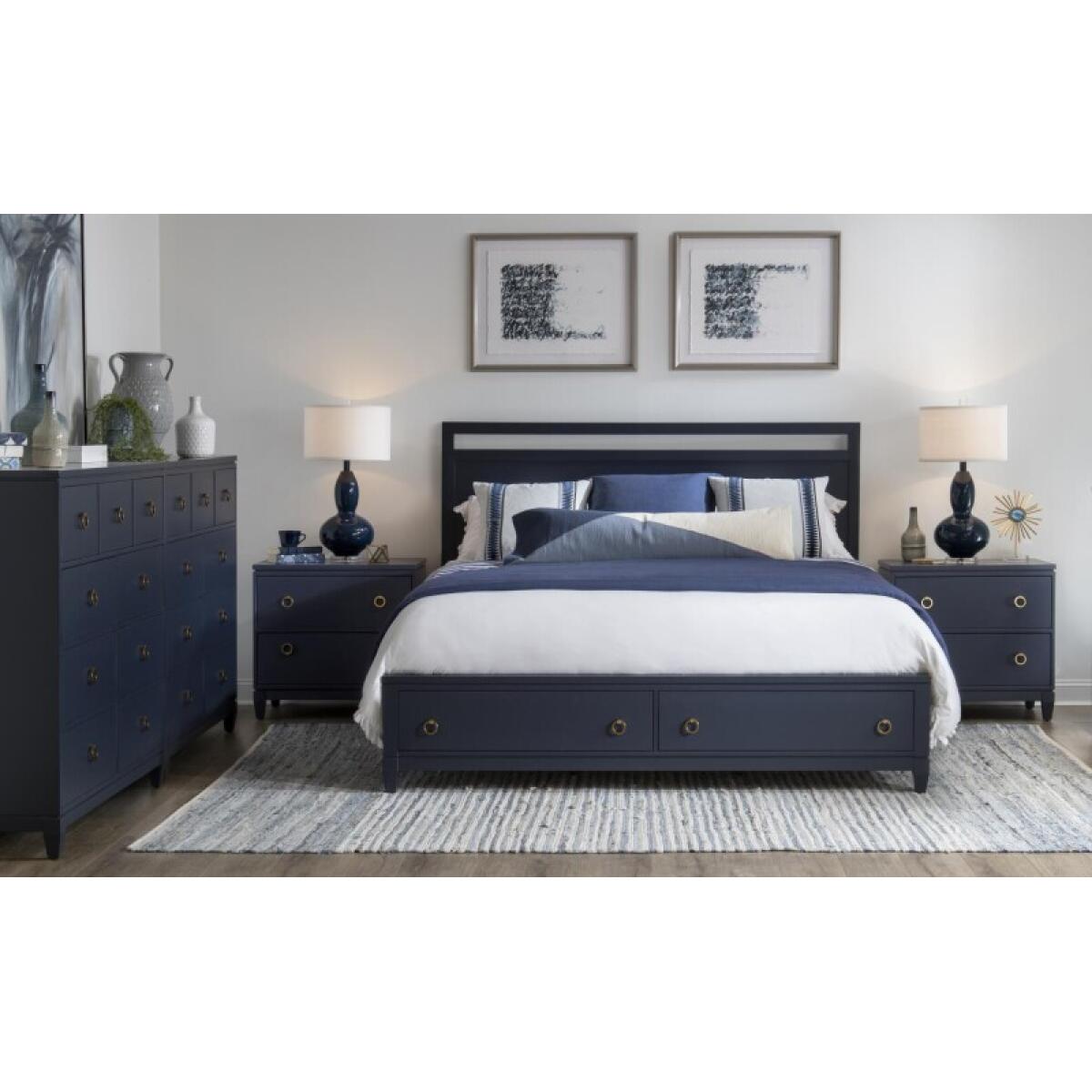 Complete Panel Bed W Storage King 6/6 Blue Finish - Image 5