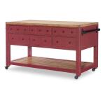 Kitchen Island 6 Drw W/casters Dining Storage Barnwood Oak And Spiced Apple 18