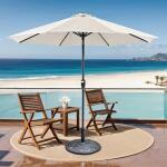 Soli 9′ Outdoor Umbrella w/ Auto Tilt + 21″ Round Base Outdoor Accessories Brown 2