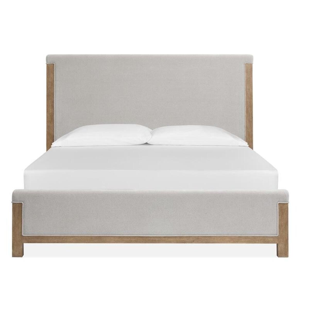 Plum Creek – LT. Brown Wood Queen Panel Bed Upholstered Headboard KD Bed Parts Bed Parts 4