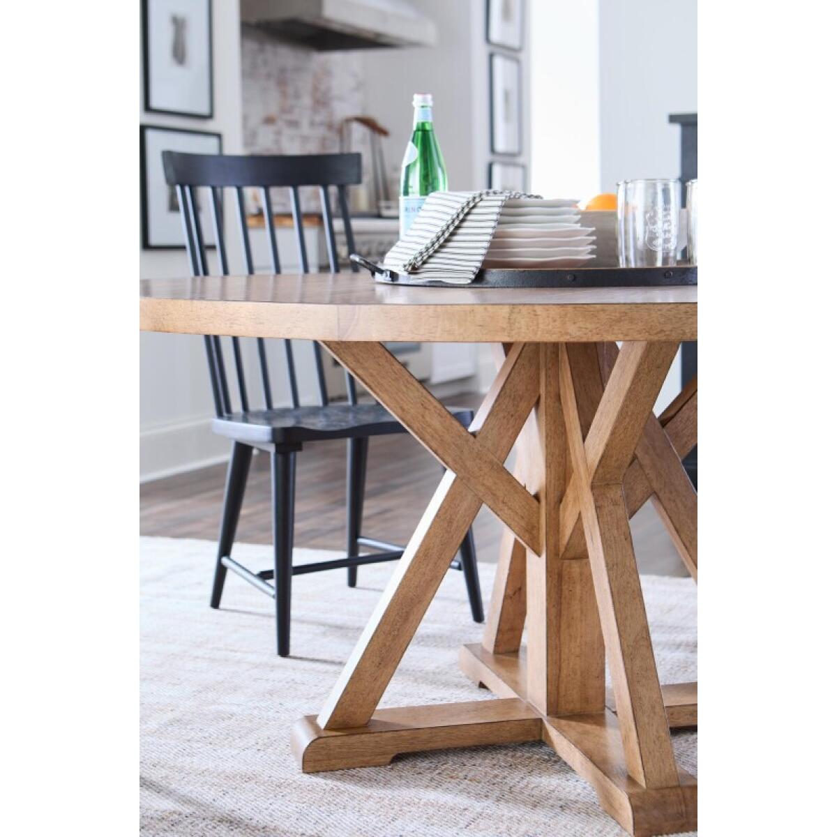 Complete Round Pedestal Table Natural Hickory TY656-030K - Image 4