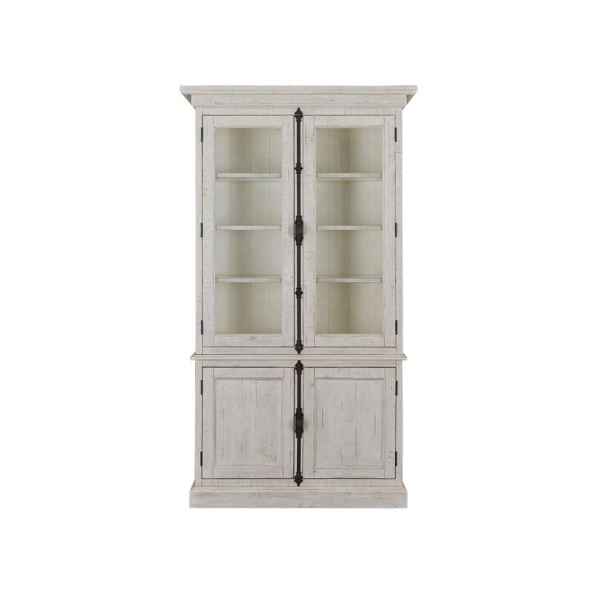 Bronwyn Dining Cabinet Dining Storage Alabaster, Toasted Nutmeg, Antique Brass w/Pewter Overlay, Baja Natural Fabric 4