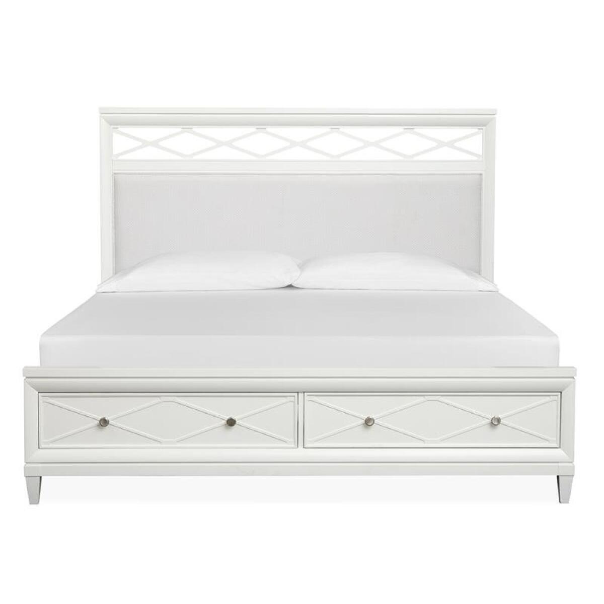 b00204b6a86934dbd9d38b7cca52bcc6 Springhouse Wood King Panel Bed Upholstered Headboard KD - Image 1