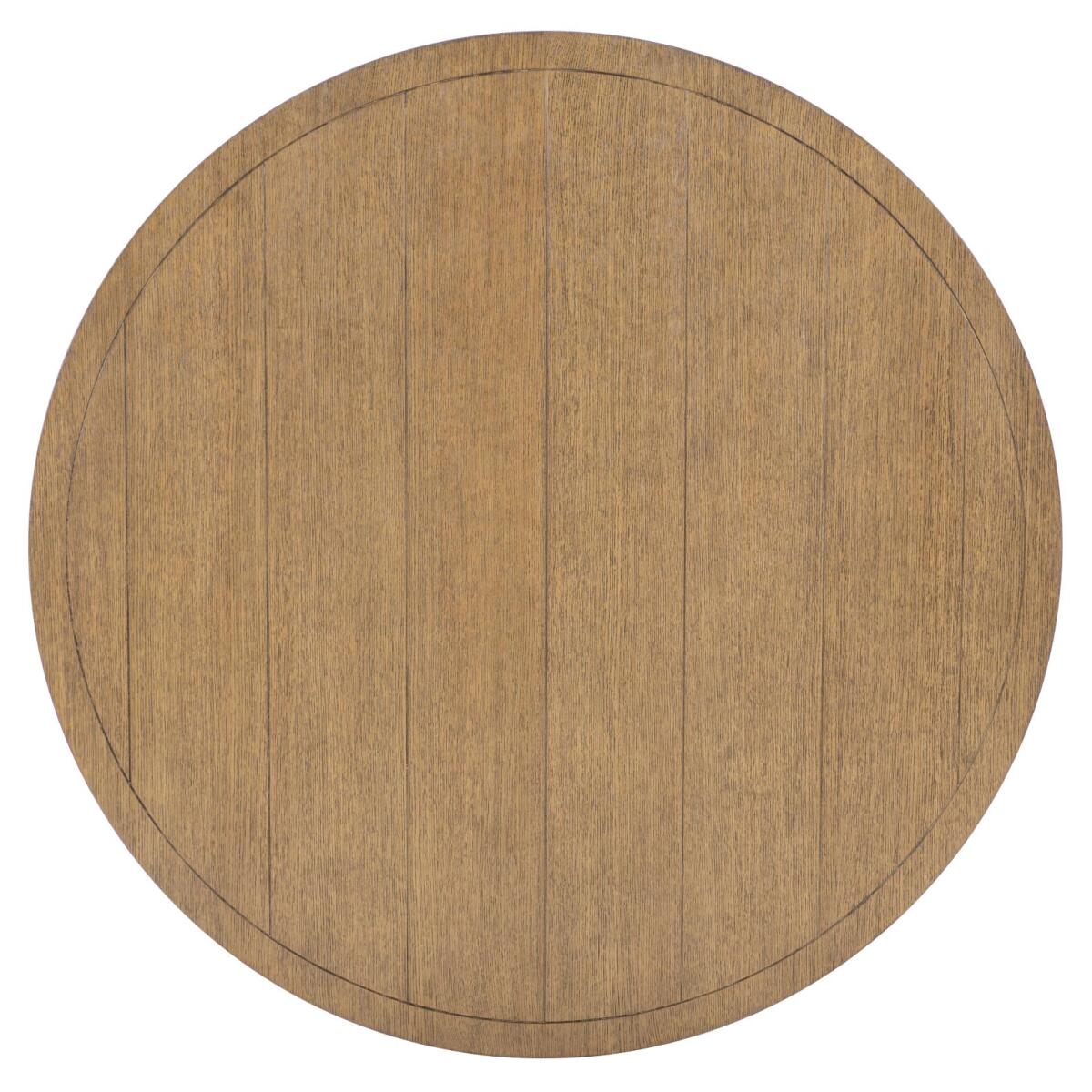 Complete Round Dining Table Dining Tables Dark Oak Tops, Natural White Base, Aged Black Accents 5